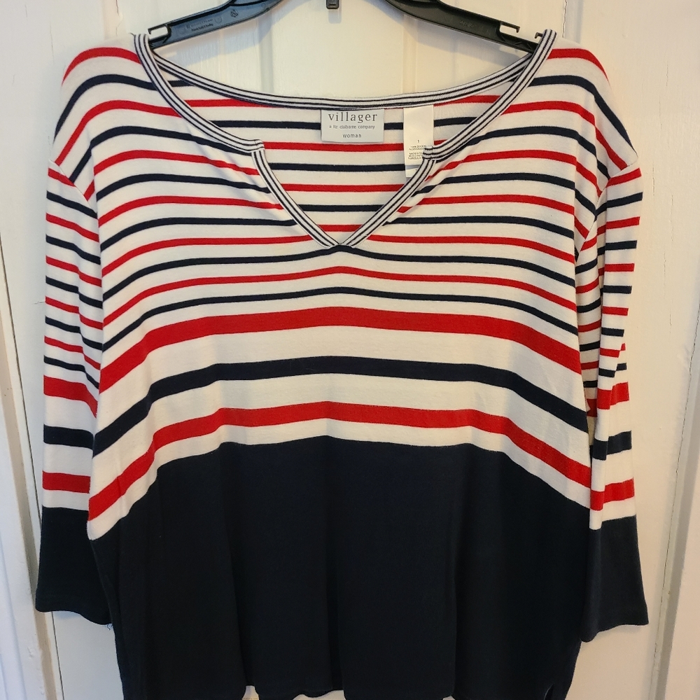 Red, white & blue striped top